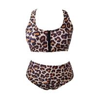 Nauji maudymosi kostiumėliai su skeltu leopardo raštu, didelio dydžio MM bikinio maudymosi kostiumėliai 0XL leopardo rašto spalva
