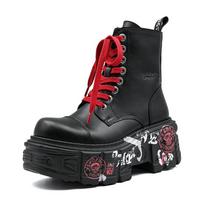 Žieminiai Punk Platforminiai Koviniai Batai Storas Padas Unisex Aukštakulniai Martin Batai 36 juoda