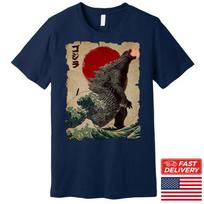 Vintažinis japoniškas Godzilla Didžioji banga marškinėlis vyrams Unisex marškinėlis S