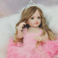 55 cm Reborn Baby Doll Viso silikono kūno vinilo naujagimio žaislas mergaitei princesei Bebe lydintis žaislas auksas