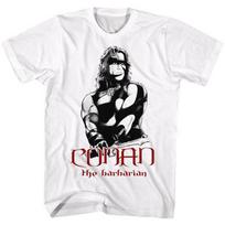 Conan Barbaras Juoda ir Balta Marškinėliai - Balti Unisex Marškinėliai XXL