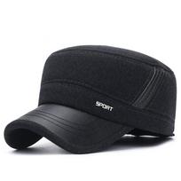 Rudeninės žiemos sustorėjusios ausų apsaugos medvilninės karinės kepuraitės tėtis senelis važinėja dviračiu šilta plokščia kepurė Trucker Snapback beisbolo kepuraitė 55-60cm juoda