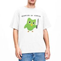 Juokingas Duolingo pelėdos Ispanų kalba arba Išnyks T-shirt Vyriškas Moteriškas Apvaliu kaklu Grynos medvilnės Unisex T-shirt L