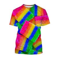 Vasaros juokingi marškinėliai su saldainio-ledinuko 3D spaudiniu Streetwear vyrams moterims laisvalaikio trumpomis rankovėmis didelio dydžio marškinėliai vaikams viršutiniai drabužiai S