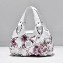 Gėlių Pu Odinė Moteriška Rankinė Didelė Moteriška Pečių Krepšiai Įžymaus prekės ženklo Dizainas Lady Tote Rankinė Spalvotas Spausdinimas Crossbody 31x15x18cm violetinė