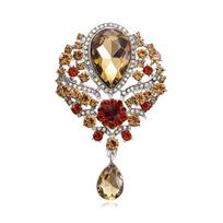 Fashion Charm Full Rhinestone Crystal Drop Brooch Badges for Women Suitable for Outdoor Dating, Banquet, Party, Festival Gifts rožinė