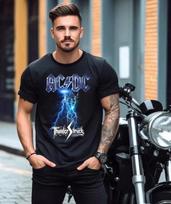 ACDC marškinėliai Thunderstruck, dovana klasikinio roko mylėtojams, karšti. juodi Unisex marškinėliai XXXL