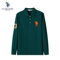 JAV. POLO ASSN.. Vyriški polo marškinėliai ilgomis rankovėmis XL tamsiai žalia spalva