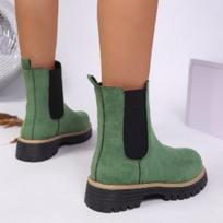 Women's Plus Size Suede Mid Calf Martin Boots New Autumn English Style Smokestack Square Heel Shoes 36 ruda