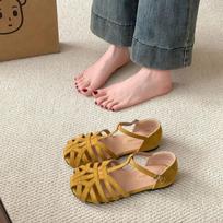 Casual Summer Shoes Green Flats Gladiator Sandals Ladies 2026 Suede Leather Women's Sandal Brand Designer Comfortable Flip Flops 34