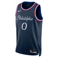 Nike FW25 NBA Philadelphia 76ers 2025-26 Sezono City Edition Spalvų Blokų Apvaliu Kaklu Rankovių Neturintis Krepšinio Džersis Vyriškas džersis HM5992-421 L