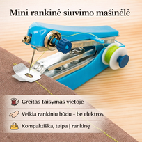 Rankinė mini siuvimo mašinėlė – greitas drabužių taisymas be vargo