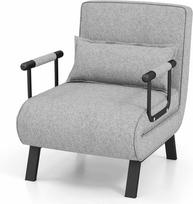 COSTWAY 4‑in‑1 sulankstomas miegamasis fotelis–sofa su 5 padėčių atlošu, iki 150 kg, šviesiai pilkas