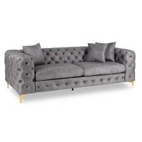 Sorentas MORRENTO trivietė sofa, pilka, aksominė, modernus žavesys
