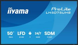 Iiyama LH5075UHS-B2AG Signage Display Digital signage flat panel 125.7 cm (49.5") LCD Wi-Fi 500 cd/m² 4K Ultra HD Black Built-in processor Android 24/7