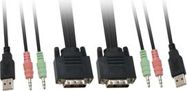 Lenovo LevelOne 2-Port USB DVI-D Single Link Cable KVM Switch, audio support