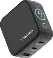 Verbatim - Mini GaN Charger 3-port 65W with Display