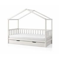 Naminė/ištraukiama iš pušies masyvo vaikiška lova baltos spalvos su sandėliavimo vieta 90x200 cm DALLAS – Vipack