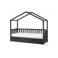 Naminė/ištraukiama iš pušies masyvo vaikiška lova antracito spalvos su sandėliavimo vieta 90x200 cm DALLAS – Vipack
