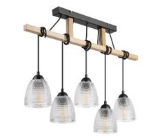 Kabantis šviestuvas su trosu LEANDRA 5xE27/15W/230V ąžuolas/juodas