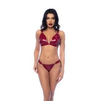 Mapale Leg Avenue Two-Piece Vinyl Lingerie Set XL Gloss Wine Red