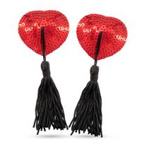 Crushious Crushious Bettie Boobs Tassel Pasties Self-Adhesive Red/Black 5cm