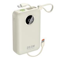 Dudao K14+ Powerbank 20000mAh 22.5W USB-C / USB-A / Integruoti Lightning ir USB-C Kabeliai - Balta