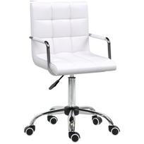 Reguliuojamo aukščio biuro kėdė iš PU odos, ergonominė, balta, biurui ir namams, 1 vnt