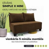 Dvivietis išskleidžiamas sofos Simple X Mini, Podrez, rudos spalvos