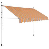 Rankiniu būdu ištraukiama markizė vidaXL, 300cm, geltoni/mėlyni dryžiai