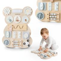Medinė Montessori manipuliacinė lavinamoji lenta „Meškiukas“ – sensorinis savarankiškumo ugdymas