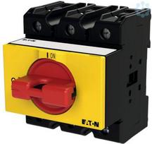 On-Off switch, P3, 63A, 3P, with red thumb grip and yellow front plate, P3-63/IVS-RT 045845 | 4015080458456