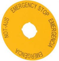 M22-XAK2 Emergency-Stop label yellow D=90mm, 4 languages  DE, EN, ES, PT 216466 | 4015082164669