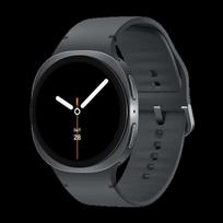 Samsung Galaxy Watch8 - 44 mm - Carbon-Schwarz - intelligente Uhr mit Sportband - Gummi - Graphit - Bandgröße: M/L - Anzeige 3.7 cm (1.47")