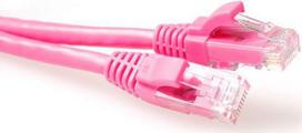 ACT Pink 10 meter U/UTP CAT6 patch cable snagless with RJ45 connectors. Cat6 u/utp snagless pk 10.00m (IS1810)