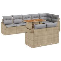 vidaXL Sodo Sofų Rinkinys su saugykla 9 pcs Smėlio Poli ratanas