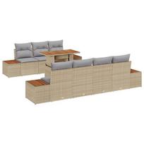 vidaXL Sodo Sofų Rinkinys su pagalve 8 pcs Smėlio Poli ratanas