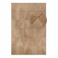 Rankomis austas vilnos kilimas 80x150cm, rudas, modernus 3d raštas