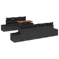 vidaXL Sodo valgomojo komplektas su pagalve 8 pcs Juoda ir Ruda