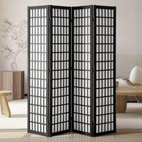 4 dalių japoniško stiliaus medinė kambario pertvara – 242 × 170 cm