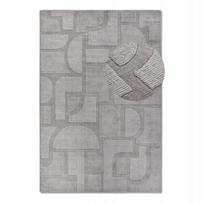 Rankomis austas vilnos kilimas 120x170cm, pilkas, 3d efektas
