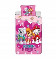 Vaikiškos patalynės komplektas 140x200+50x70 Paw Patrol "Heroic" rožinis