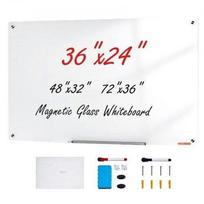 Magnetinė Stiklinė Balta Lenta – 90 x 60 cm, Be Rėmo, Puikiai Tinka Biurui ir Mokyklai