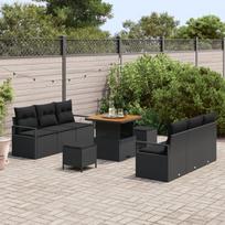 vidaXL Sodo Sofų Rinkinys su saugykla 9 pcs Juoda Poli ratanas