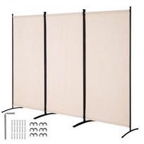 Sulankstoma 3 panelių kambario pertvara, smėlio spalvos - 202 × 184 cm (3 x 61 cm)