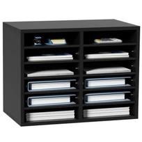 Rašomojo Stalo Dokumentų Organizatorius – 520x305x410 mm, su 12 Reguliuojamų Skyrių, Juodas