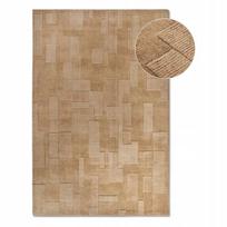 Rankomis austas vilnos kilimas 80x150cm, rudas, modernus 3d raštas