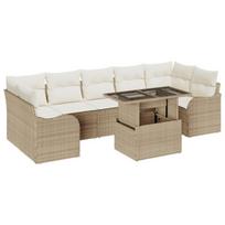 vidaXL Sodo Sofų Rinkinys su pagalve 8 pcs Smėlio Poli ratanas