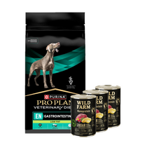 PRO PLAN Veterinary Diets EN Virškinimo trakto dietinis maistas suaugusiems šunims 11 kg + Wild Farm Monoprotein Wild Boar 3x400g hipoalerginis šunų ėdalas