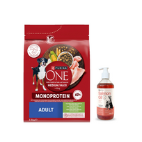 PURINA ONE Adult Medium/Maxi Maistas suaugusiems šunims, turtingas kalakutiena 2,5 kg + LAB V Lašišų aliejus šunims ir katėms 500ml